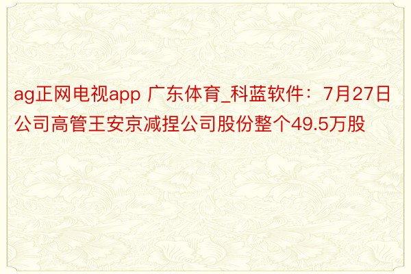 ag正网电视app 广东体育_科蓝软件：7月27日公司高管王安京减捏公司股份整个49.5万股